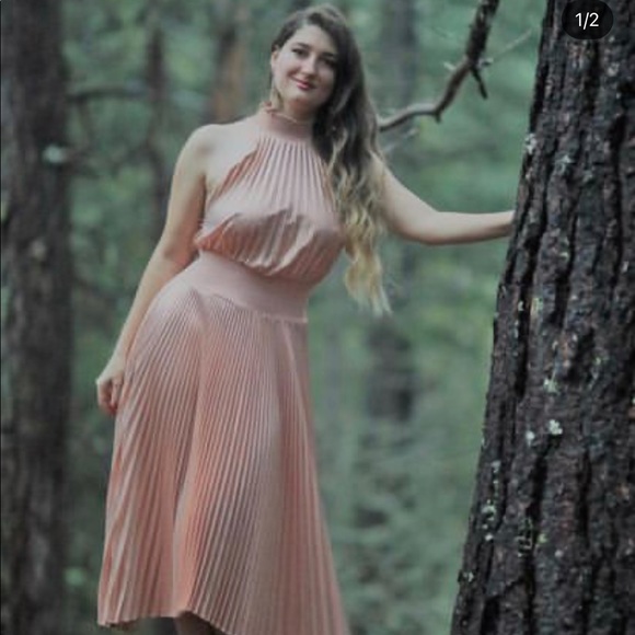 A.L.C. metallic pleated dress, gold-copper color - Picture 7 of 8